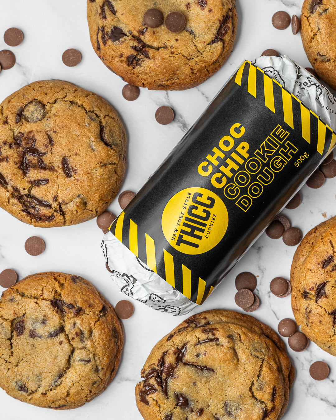 Cookie Dough: Choc-Chip (Pack of 3)- BIGG Brownies & THICC Cookies - New York Style Cookies